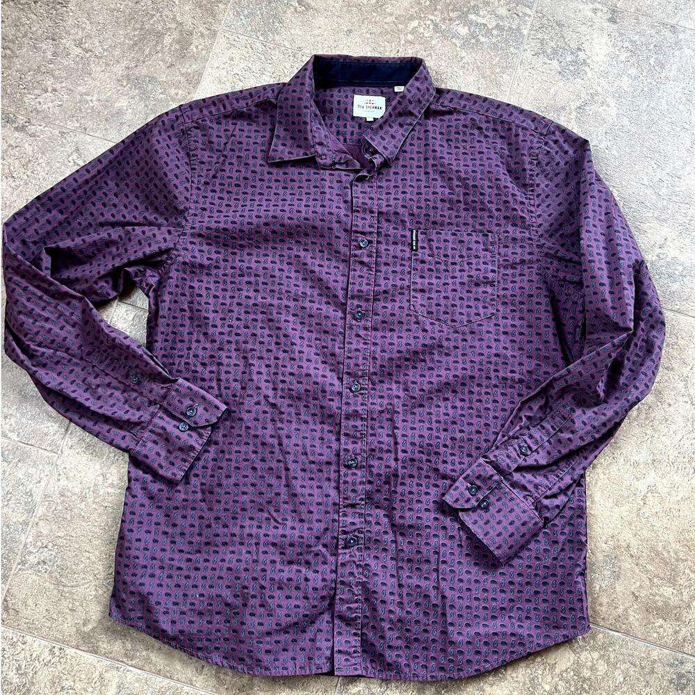 Ben Sherman Original Berry Paisley Long Sleeve Shirt, Men's size XL
